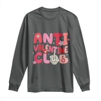 Funny Anti Valentine Club Long Sleeve Shirt Retro Anti Valentine's Day Middle Finger