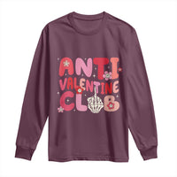 Funny Anti Valentine Club Long Sleeve Shirt Retro Anti Valentine's Day Middle Finger