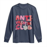 Funny Anti Valentine Club Long Sleeve Shirt Retro Anti Valentine's Day Middle Finger
