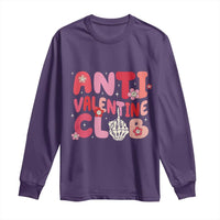 Funny Anti Valentine Club Long Sleeve Shirt Retro Anti Valentine's Day Middle Finger