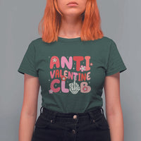 Funny Anti Valentine Club T Shirt For Women Retro Anti Valentine's Day Middle Finger