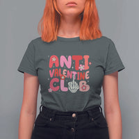 Funny Anti Valentine Club T Shirt For Women Retro Anti Valentine's Day Middle Finger