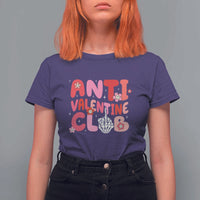 Funny Anti Valentine Club T Shirt For Women Retro Anti Valentine's Day Middle Finger
