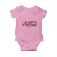 Loved John 3:16 Baby Onesie Christian Religious God Bible Verses Valentine's Day Pink Bow