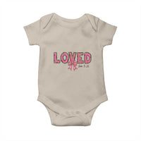 Loved John 3:16 Baby Onesie Christian Religious God Bible Verses Valentine's Day Pink Bow