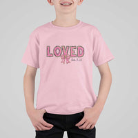 Loved John 3:16 T Shirt For Kid Christian Religious God Bible Verses Valentine's Day Pink Bow