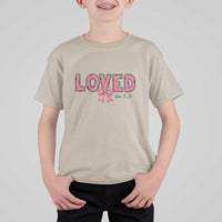 Loved John 3:16 T Shirt For Kid Christian Religious God Bible Verses Valentine's Day Pink Bow