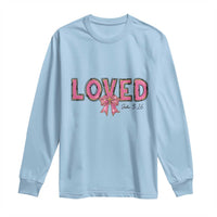 Loved John 3:16 Long Sleeve Shirt Christian Religious God Bible Verses Valentine's Day Pink Bow