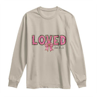 Loved John 3:16 Long Sleeve Shirt Christian Religious God Bible Verses Valentine's Day Pink Bow