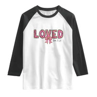 Loved John 3:16 Raglan Shirt Christian Religious God Bible Verses Valentine's Day Pink Bow