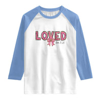 Loved John 3:16 Raglan Shirt Christian Religious God Bible Verses Valentine's Day Pink Bow