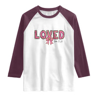 Loved John 3:16 Raglan Shirt Christian Religious God Bible Verses Valentine's Day Pink Bow