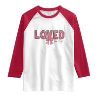 Loved John 3:16 Raglan Shirt Christian Religious God Bible Verses Valentine's Day Pink Bow