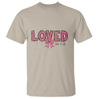 Loved John 3:16 T Shirt Christian Religious God Bible Verses Valentine's Day Pink Bow