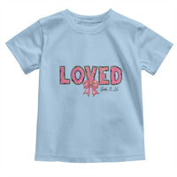Loved John 3:16 Toddler T Shirt Christian Religious God Bible Verses Valentine's Day Pink Bow