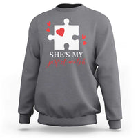 Funny She's My Perfect Match Valentine's Day Couple Matching Sweatshirt