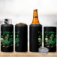Funny F Caw F Chicken St Patricks Day 4 in 1 Can Cooler Tumbler Irish Beer Drinking Shamrock Print