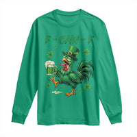 Funny F Caw F Chicken St Patricks Day Long Sleeve Shirt Irish Beer Drinking Shamrock Print