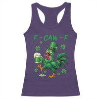 Funny F Caw F Chicken St Patricks Day Racerback Tank Top Irish Beer Drinking Shamrock Print