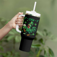 Funny F Caw F Chicken St Patricks Day Tumbler With Handle Irish Beer Drinking Shamrock Print