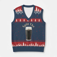 Funny Irish Beer Split The G V-Neck Knit Sweater Vest St Patricks Day Stout Beer Drinking Day