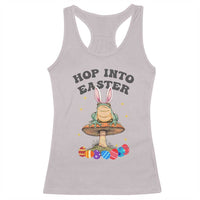 Funny Hop Into Easter Racerback Tank Top Easter Day Frog Bunny Egg