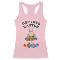 Funny Hop Into Easter Racerback Tank Top Easter Day Frog Bunny Egg