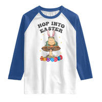 Funny Hop Into Easter Raglan Shirt Easter Day Frog Bunny Egg