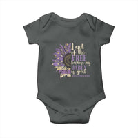 Military Child Month Baby Onesie Land Of The Free Because My Daddy Is Great Purple Sunflower