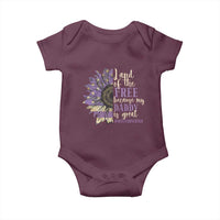 Military Child Month Baby Onesie Land Of The Free Because My Daddy Is Great Purple Sunflower