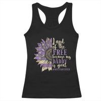 Military Child Month Racerback Tank Top Land Of The Free Because My Daddy Is Great Purple Sunflower