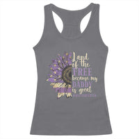Military Child Month Racerback Tank Top Land Of The Free Because My Daddy Is Great Purple Sunflower