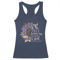 Military Child Month Racerback Tank Top Land Of The Free Because My Daddy Is Great Purple Sunflower