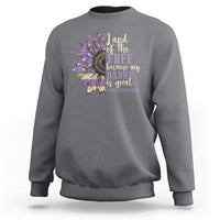 Military Child Month Sweatshirt Land Of The Free Because My Daddy Is Great Purple Sunflower