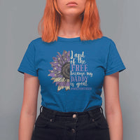Military Child Month T Shirt For Women Land Of The Free Because My Daddy Is Great Purple Sunflower