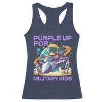 Purple Up For Military Kids Racerback Tank Top Military Child Month Astronaut Fights