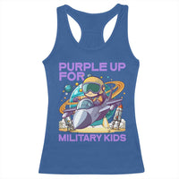 Purple Up For Military Kids Racerback Tank Top Military Child Month Astronaut Fights
