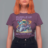 Purple Up For Military Kids T Shirt For Women Military Child Month Astronaut Fights