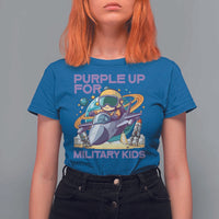 Purple Up For Military Kids T Shirt For Women Military Child Month Astronaut Fights