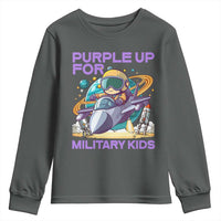 Purple Up For Military Kids Youth Sweatshirt Military Child Month Astronaut Fights