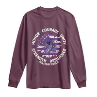 Military Child Month Long Sleeve Shirt Purple Up Military Child Honor Courage Unity Strength Resilience