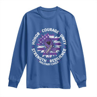 Military Child Month Long Sleeve Shirt Purple Up Military Child Honor Courage Unity Strength Resilience