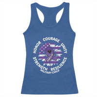 Military Child Month Racerback Tank Top Purple Up Military Child Honor Courage Unity Strength Resilience