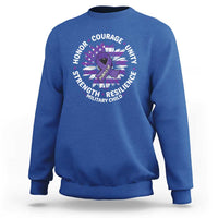 Military Child Month Sweatshirt Purple Up Military Child Honor Courage Unity Strength Resilience