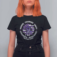 Military Child Month T Shirt For Women Purple Up Military Child Honor Courage Unity Strength Resilience