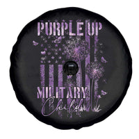 Purple Up Military Child Spare Tire Cover Dandelion Vintage American Flag Military Child Month