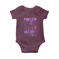 Purple Up Military Child Baby Onesie Dandelion Vintage American Flag Military Child Month