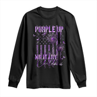 Purple Up Military Child Long Sleeve Shirt Dandelion Vintage American Flag Military Child Month