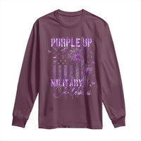 Purple Up Military Child Long Sleeve Shirt Dandelion Vintage American Flag Military Child Month