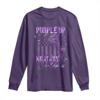 Purple Up Military Child Long Sleeve Shirt Dandelion Vintage American Flag Military Child Month
